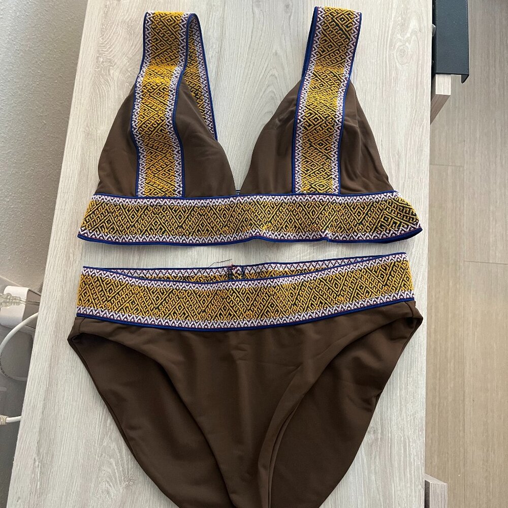 ELYSIIAN brown bikini with tribal print straps